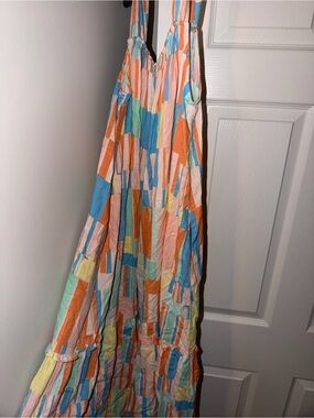 Wonderly Multicolor Geometric Block Print Maxi Dress